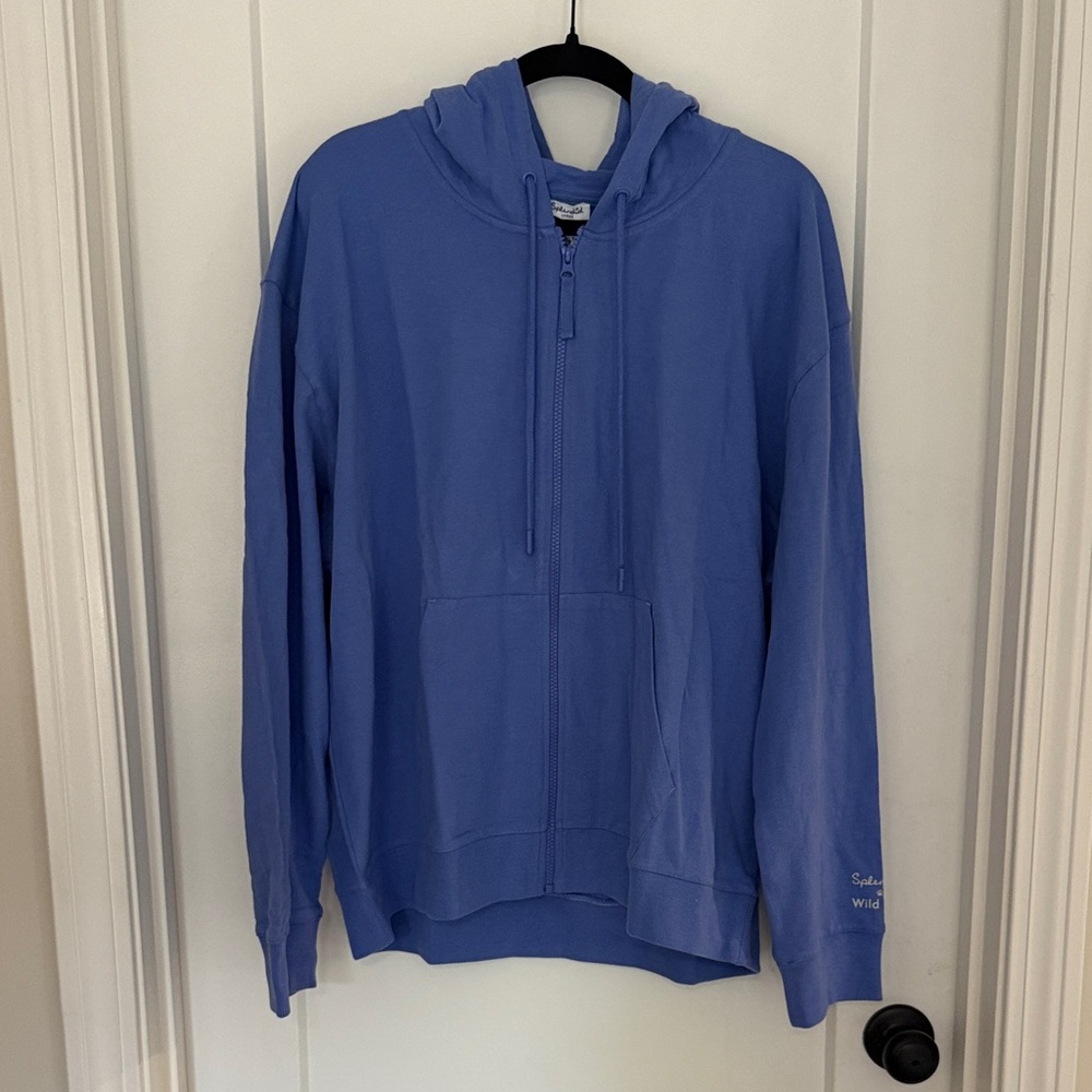 NWT Splendid Woman’s Full Zip Jacket with Hood, 100% Organic Cotton blue